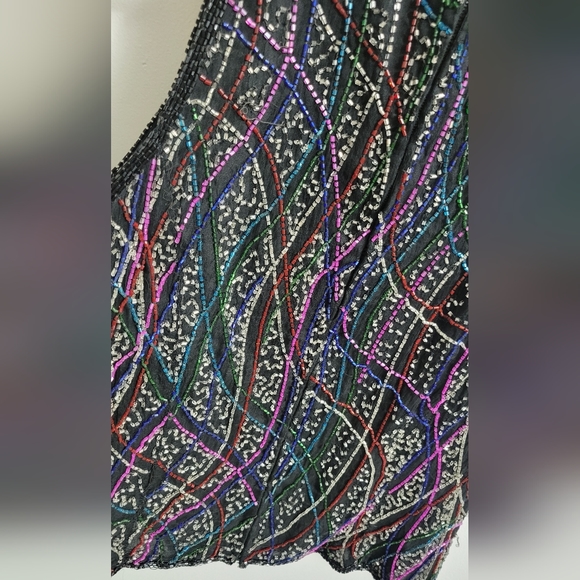 The endless sequins colourful studio 54 vintage top Size L - Picture 9 of 9